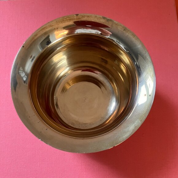 Vintage Little Brass Pot Embossed with Abstract Geometric Shapes - Picture 3 of 9